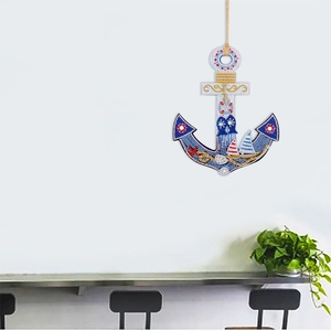 Nautical anchor DIY diamond painting wall hanging with ocean blue and white sparkling crystals