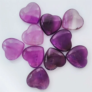 Polished natural amethyst heart-shaped stones in 2cm size for healing and decoration