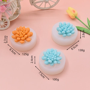 Set of 3 succulent flower silicone molds for cake decorating and chocolate baking tools