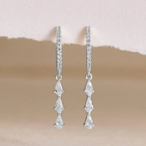 Elegant S925 sterling silver drop earrings with shimmering zircon fringe tassels