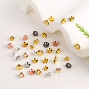 18k gold plated spacer beads with micro-set zircon for DIY jewelry bracelets
