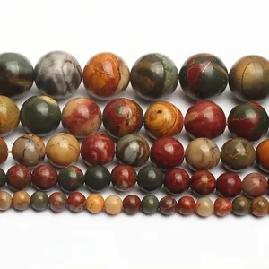 Natural Picasso jasper stone beads in various sizes for DIY jewelry making and bracelets