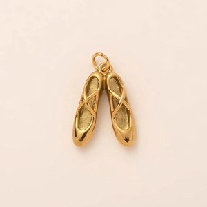 Golden ballet shoes pendant in stainless steel for DIY necklaces and jewelry making