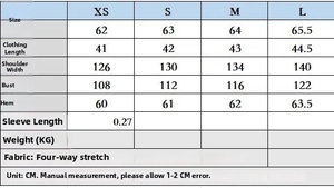 Detailed size chart for plaid shirt showing measurements for XS to L in centimeters