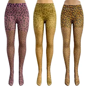 Women Plus Size Leopard Print Tights Sexy High Elasticity Nylon Pantyhose Thin Clubwear Hosiery Full Length