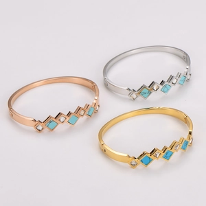 Minimalistische roestvrijstalen armbanden met turkoois en kristallen in goud, zilver en roze