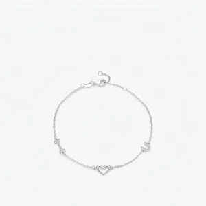 925 Sterling Silver Bracelet For Women Heart Shape With Letter I And U Cubic Zirconia Romantic Minimalist Elegant Jewelry