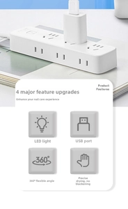 Detail view of portable white USB nail lamp with 360-degree flexible neck and LED beads