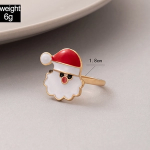 Macro view of Santa Claus enamel ring detailing size 1.8cm and weight 6g specs