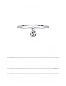 Detailed specs of S925 sterling silver ring with 0.10Ct round moissanite charm