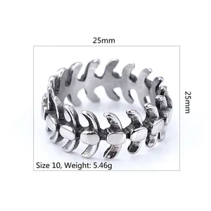 Gothic style stainless steel keel bone ring for men and women, size 10, 5.46g weight