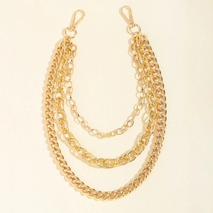 Multi-layer silver metal pants chain with lobster clasps for heavy metal industrial style