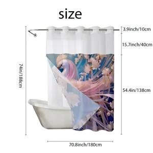 Detailed dimension chart for 180x188cm waterproof bathroom shower curtain with bird print