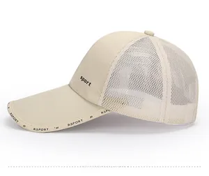 Close-up of lightweight outdoor baseball cap featuring breathable mesh and sport printing