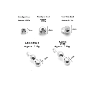 Detailansicht von S925 Sterling Silber Quetschperlen und Klappkapseln für DIY-Schmuckherstellung