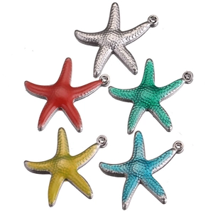 Set of colorful stainless steel starfish pendants for DIY jewelry and bracelets making