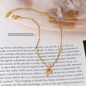 18K gold plated anklet for women featuring a heart pendant and sparkling zircon stone