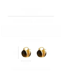 Spécifications détaillées de taille et de poids des boucles d'oreilles plaquées or et œil de tigre