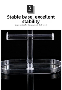 Detail of stable oval base tray and T-bar stand for jewelry display with clear reflection