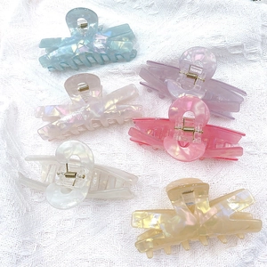 Iridescent Acrylic Hair Claw Clip Large Shell Texture Elegant Updo Shark Clip Hair Accessories For Women