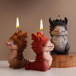 Tres moldes de silicona para velas de dragón 3D con escamas detalladas y diseño lindo