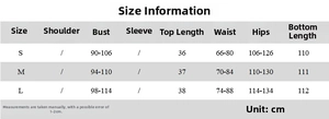Detailed size guide table for the summer hollow vest and long skirt two-piece set