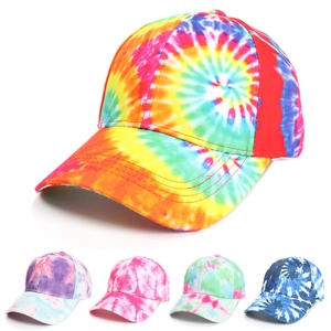 Casquette De Baseball Tie-Dye Colorée Mélange Coton Protection Solaire Ajustable Visière Courbée Mode Extérieur Hommes Femmes
