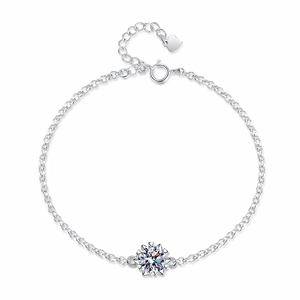 Elegant s925 silver snowflake bracelet with round-cut moissanite and heart pendant