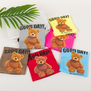 Breathable mesh dog t-shirt with teddy bear print in six vibrant summer colors