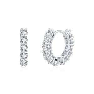Classic S925 sterling silver hoop earrings set with sparkling moissanite stones