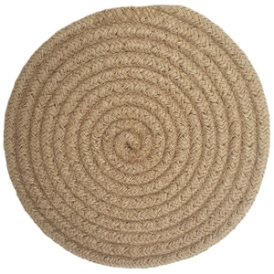 Natural jute woven round placemat with spiral texture and heat-resistant protection