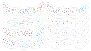 Set of 8 holographic freckle tattoo stickers with glittery snowflake and heart patterns