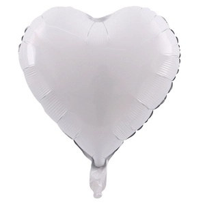 Detailed view of a white heart-shaped foil balloon with metallic luster for party decor