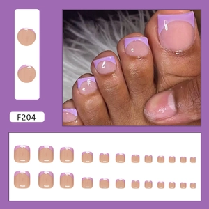 French lavender purple toe press-on nails set with 24 pieces in a minimalist soft style