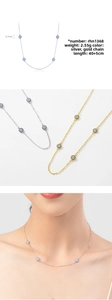 S925 sterling silver evil eye necklace details with size, weight, and modeling display