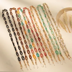 Catenine per occhiali multicolore in acrilico con maglie in resina e fermagli dorati