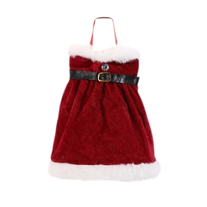 Christmas mini dress wine bottle cover in red velvet with white fur trim and belt