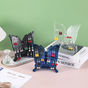 Butterfly butterfly acrylic earring holder organizer in clear black and blue colors