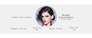 Guide des tailles montrant les mesures du mannequin 173cm pour la robe dentelle