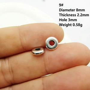 Détails des perles d'espacement en métal argenté 8mm avec mesures pour création de bijoux