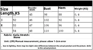 Detailed size chart for leather effect vest and mini skirt set in sizes XS to L