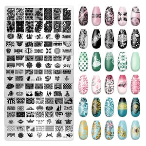 Nail Stamping Plate Alloy Metal Rectangular DIY Printing Template Manicure Art Tool Lace Flower Butterfly Mandala Design