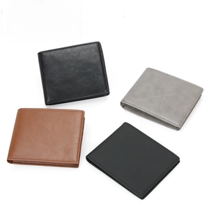 Retro genuine leather RFID blocking wallets for men in multiple colors on white background