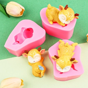 DIY Silikonform Set für niedliche 3D Rehkitz Figuren und Kuchendekorationen