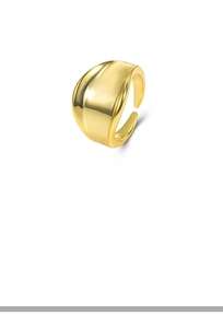 Macro shot of gold-plated S925 sterling silver ring with irregular streamlined surface