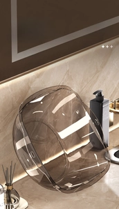 Close-up detail of a thickened amber PET plastic washbasin with handles and 5000ml scale