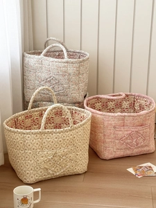 Pastoral Gesteppte Baumwolle Blumen Aufbewahrungskorb Große Kapazität Faltbarer Wäschekorb Tragbarer Home Organizer Beutel Für Kleidung Snacks
