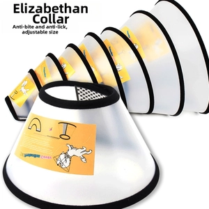 Adjustable translucent Elizabeth collars for pets with soft protective black edges