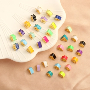 Colorful enamel heart and star charms on shell plate for DIY jewelry making