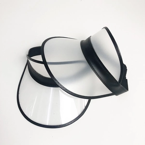 Detail of transparent PVC sun visor and black leather trim for UV protection